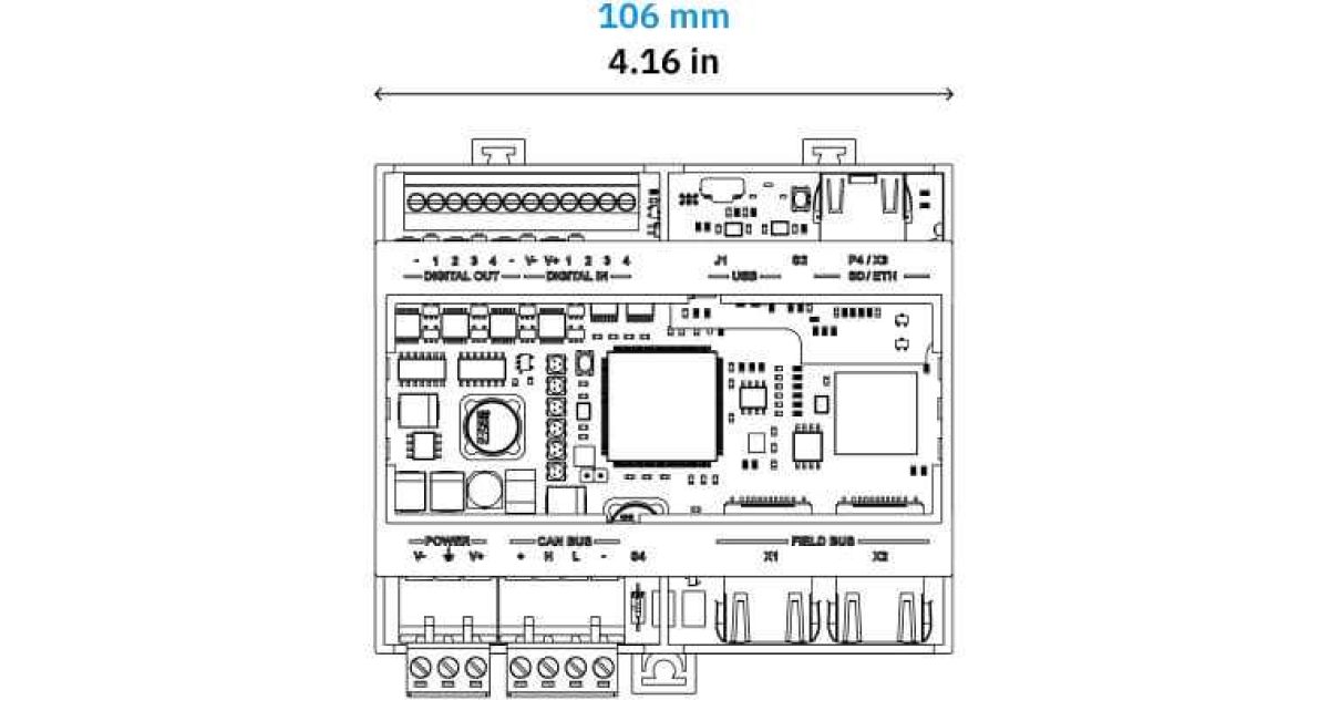 C203 USB dimension front with Sd