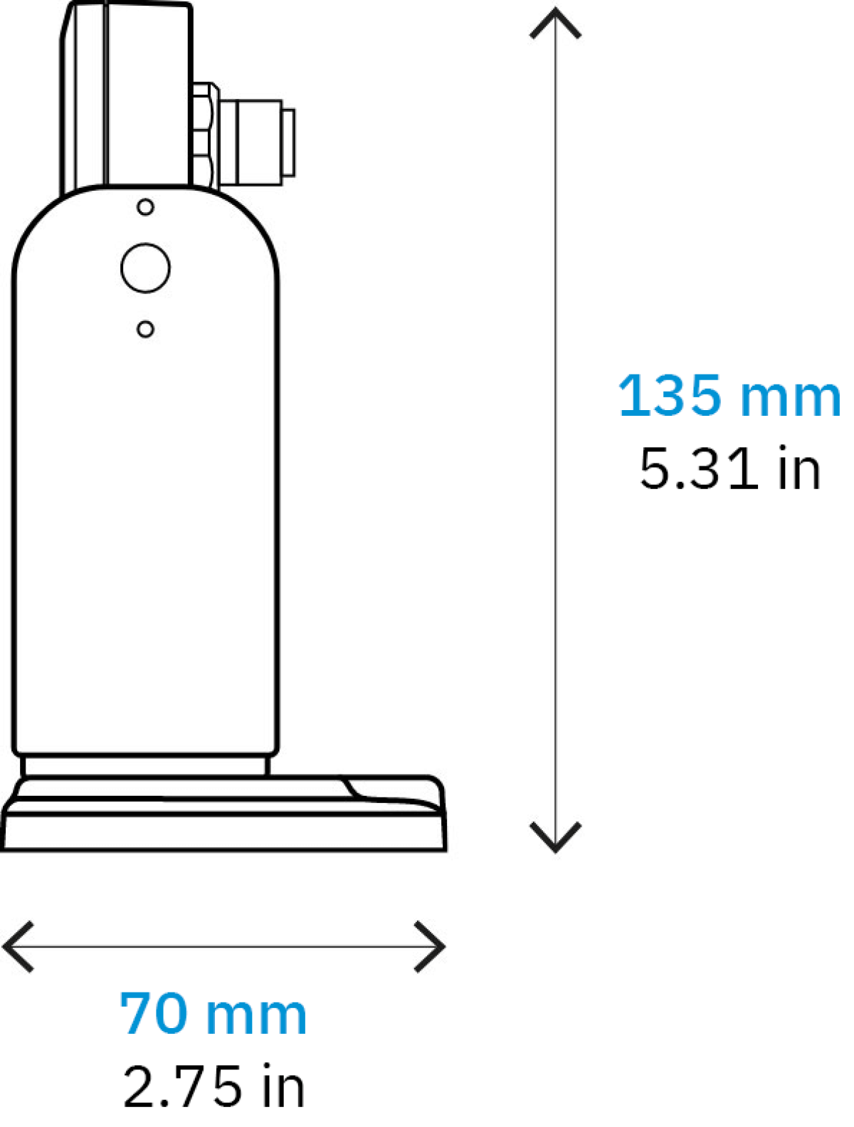 S201 A W dimensions side